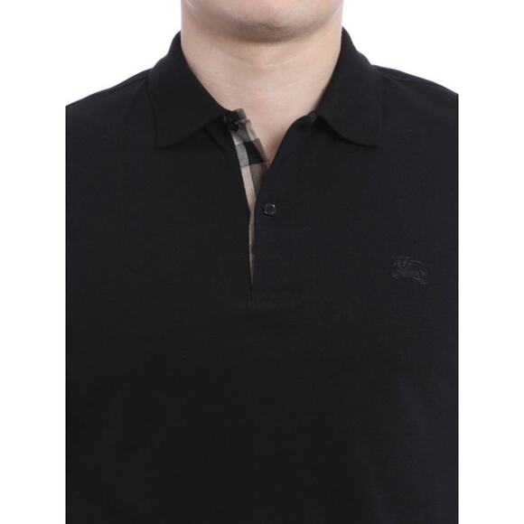 Burberry Cotton Pique Polo Shirt Black Nova Check Placket SS Embroidered Logo XL - Picture 4 of 12